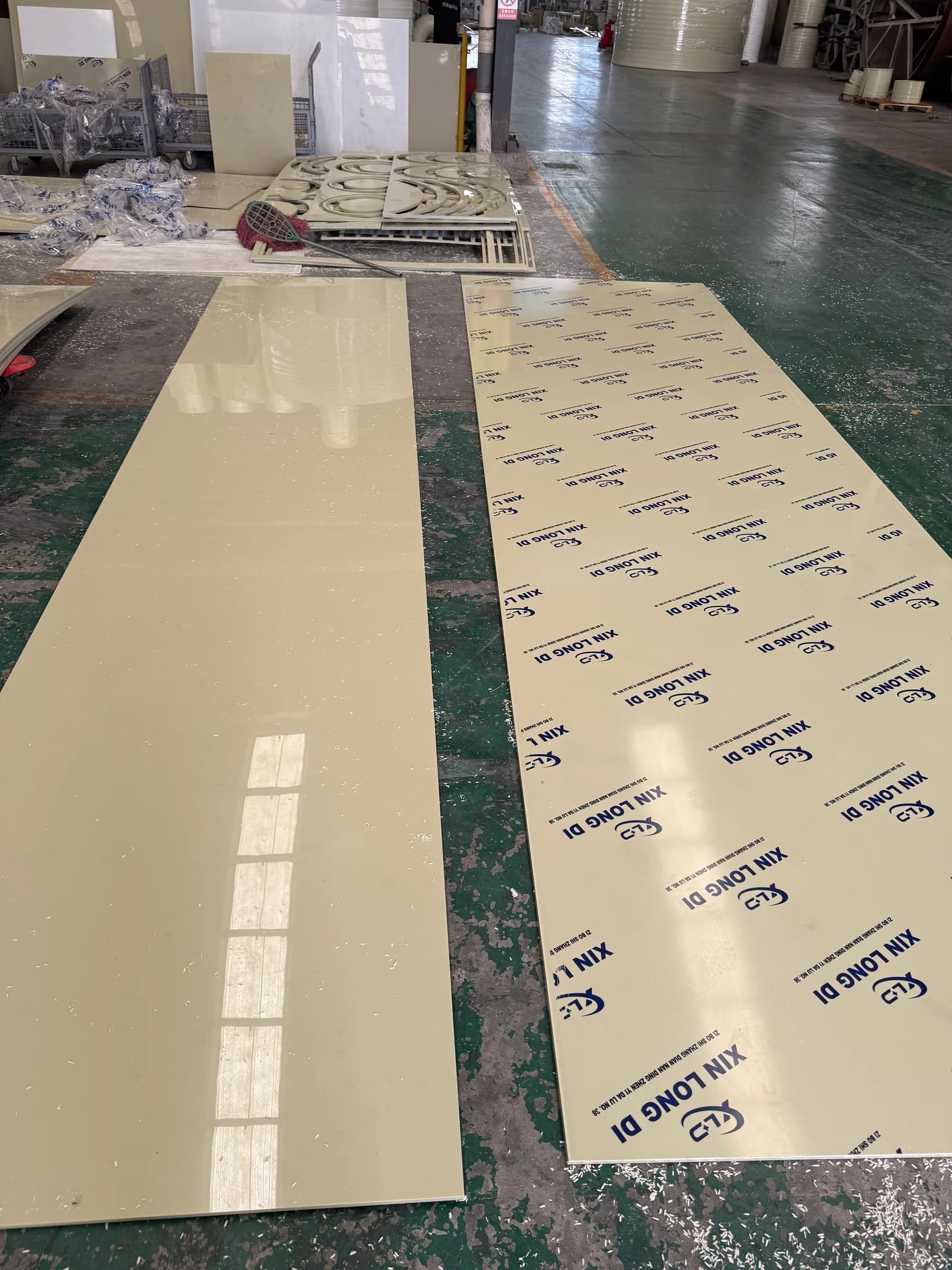 Engineering-plastic sheets with Xin Longdi protective film in the workshop